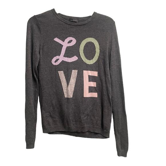 The Limited Sweaters - The Limited Gray Love Sweater Size Small Basic Casual Minimalistic